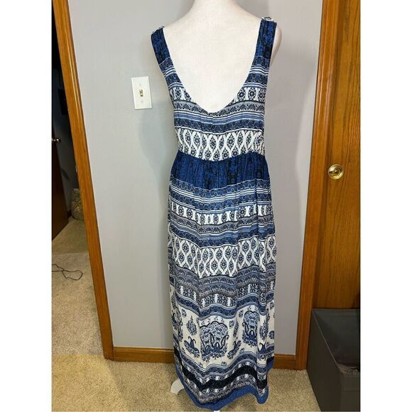 🆕 RAGA Anthropologie Caravan open front‎ dress boho navy blue size M BIN P - Picture 5 of 9